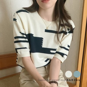 Sweater/Knitwear Knitted Tops Casual Short-Sleeve Simple