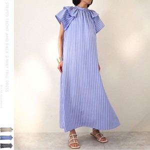 Casual Dress 2-way Ruffle Stripe One-piece Dress 【2024NEW】