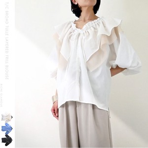 Button Shirt/Blouse Frilled Blouse Tulle 【2024NEW】