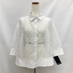 Button Shirt/Blouse Spring/Summer Mixing Texture Organdy Embroidered Switching 7/10 length