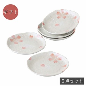 ギフト　パール桜 4寸皿5客  日本製 美濃焼 陶器