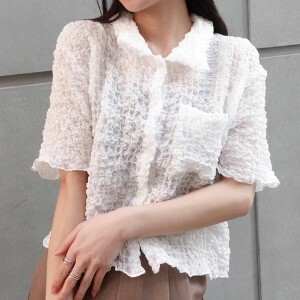 Button Shirt/Blouse Cropped Tops Summer Setup Spring