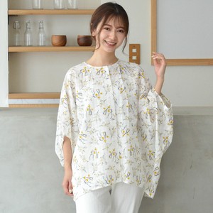 Button Shirt/Blouse Floral Pattern Poncho