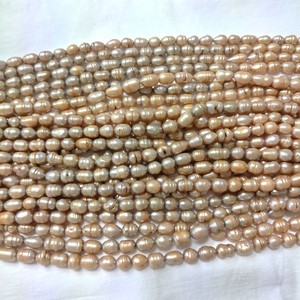 淡水真珠　ライス　6.5-7.5mm　サークル　染め　ベージュ系　連