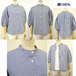 Button Shirt/Blouse Band-Collar Shirt Stripe 2024 Spring/Summer