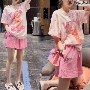 セットアップ 半袖Tシャツ ショートパンツ  ツーピース ピンク  夏  【2024新作】 EH1207
