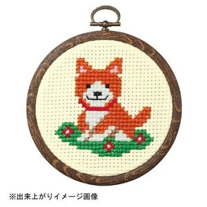 オリムパス クロス・ステッチししゅうキット　小さななかまたち(おしゃれフープ付)　イヌとお花 7346