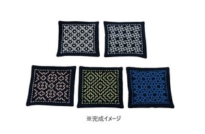 オリムパス 一目刺しキット コースター 図案プリント済 5枚1組 藍 SK-331