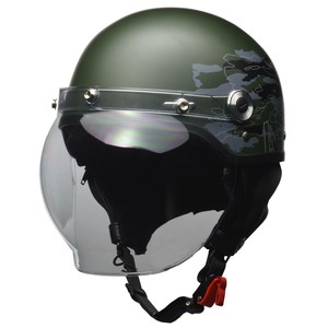 リード工業  CROSS ハーフヘルメット　ミリタリーグリーン フリーサイズ CR-760