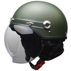 CROSS バブルシールド付き ハーフヘルメット LLサイズ(61-62cm未満) マットグリーン CR-761