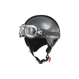 リード工業 CROSS ビンテージハーフヘルメット ブラックメタリック フリーサイズ CR-750