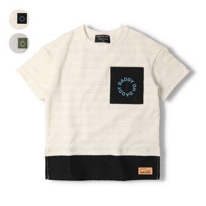 Kids' Short Sleeve T-shirt Color Palette Hem switching Pocket Border Made in Japan