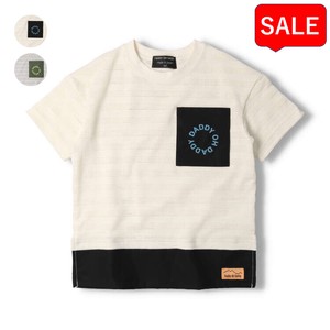 Kids' Short Sleeve T-shirt Color Palette Hem switching Pocket Border Made in Japan