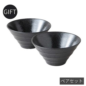 Donburi Bowl Gift black 2-pcs 18cm Made in Japan