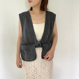 即納【2025新作】【大人気のため再入荷・新色】デニムショートベスト　重ね着　レイヤード　オールシーズン