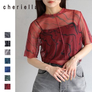 cheriella T-shirt High-Neck Sheer Tops New Color