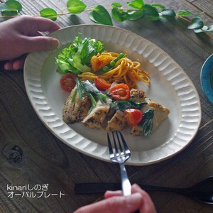 【益子焼】kinariしのぎオーバルプレート
