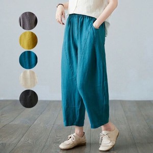 [SD Gathering] 七分裤 新款 亚麻混纺 缝线/拼接 麻 自然