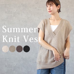 Vest/Gilet Slit Knitted Vest V-Neck Tops Spring/Summer