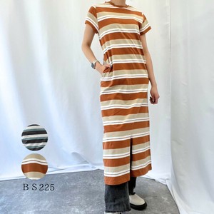 フロントスリット入りボーダー　ワンピース