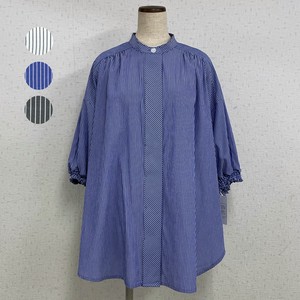 Button Shirt/Blouse Stripe Spring/Summer Puff Sleeve 【2024NEW】