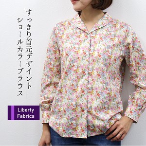 Button Shirt/Blouse Pudding Collar Blouse Ladies Made in Japan