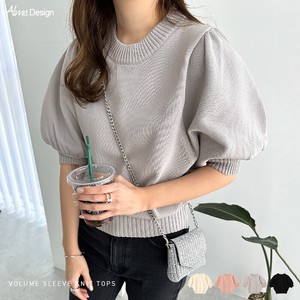 Sweater/Knitwear Knitted Tops Puff Sleeve