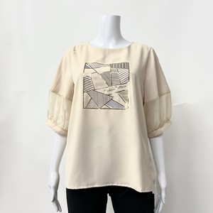 T-shirt Pullover Front Tops Printed L Switching 2024 Spring/Summer