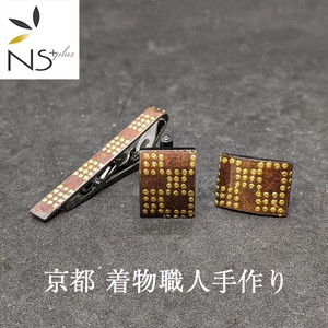 袖扣/领带夹 市松纹 金箔 领带 手工制作 纽扣 和风图案 和服 京都