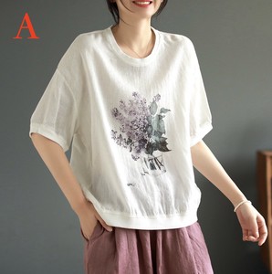 Tシャツ 花柄 五分袖  ラウンドネック  レディースファッション    GK38.26.15#ZCHA3225