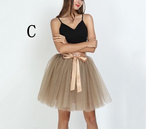 Skirt Plain Color Ladies' 6-layers