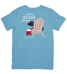 ユニセックス・プリントTシャツ　『Never Drink Alone』　半袖 Tシャツ