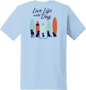 ユニセックス・プリントTシャツ　『Live Life with Dog Surf』　半袖 Tシャツ