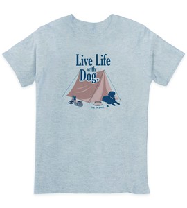 ユニセックス・プリントTシャツ　『Live Life with Dog Tent』　半袖 Tシャツ