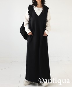 Antiqua Casual Dress Shuttobi Series Rib One-piece Dress Ladies' NEW