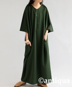 Antiqua Casual Dress Long Ripple One-piece Dress Ladies' Short-Sleeve NEW