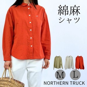 Button Shirt/Blouse Plain Color Long Sleeves Cotton Linen Tops Cotton Ladies