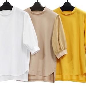 T-shirt Lace Sleeve Pullover Switching Made in Japan