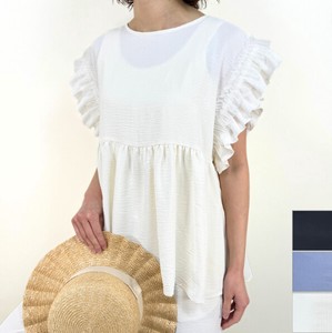 Button Shirt/Blouse Ruffle Peplum 2024 Spring/Summer