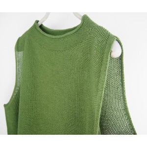 【日本製】「綿100％鹿の子」カールモックネックベスト（ Whole garment knit ）2024春夏新作