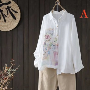 シャツ  ゆったり   長袖   花柄     レディースファッション      GK38.96.79#ZCHA3237