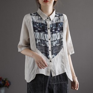 Button Shirt/Blouse Floral Pattern Ladies
