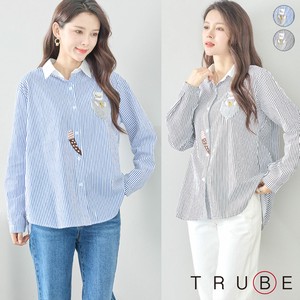 Button Shirt/Blouse Stripe L Embroidered 【2024NEW】