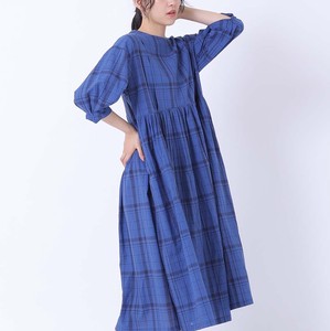 Pre-order Casual Dress Check Cotton One-piece Dress Simple