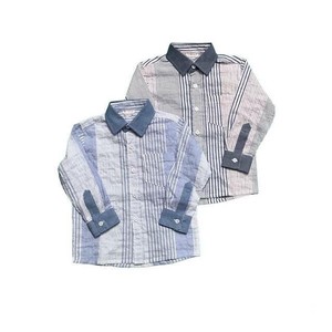 儿童七分袖～长袖衬衫 条纹衬衫 100 ~ 140cm 日本制造