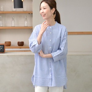 Button Shirt/Blouse Stripe 7/10 length