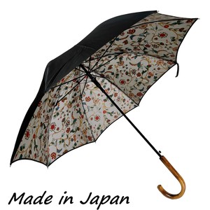 日本製　60cmジャンプ傘　両面ほぐし　花鳥風月　ブラック　Made in Japan　国産