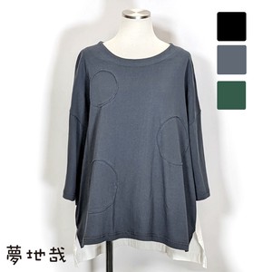 T-shirt Slit Switching Cut-and-sew 7/10 length