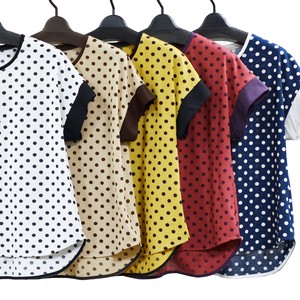 T-shirt Pullover Switching Polka Dot Made in Japan