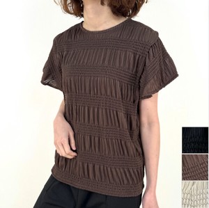 Button Shirt/Blouse Transparency Sleeveless Tops Shirring Setup Sheer 2024 Spring/Summer